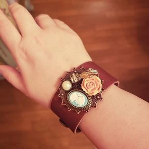 Handmade Victorian leather bracelet